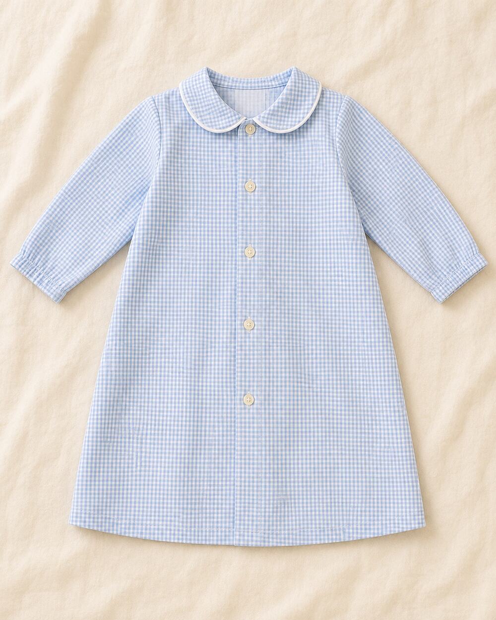 The Bailey Boys NB Blue Gingham Daygown Newborn Baby Boy Made USA Heirloom